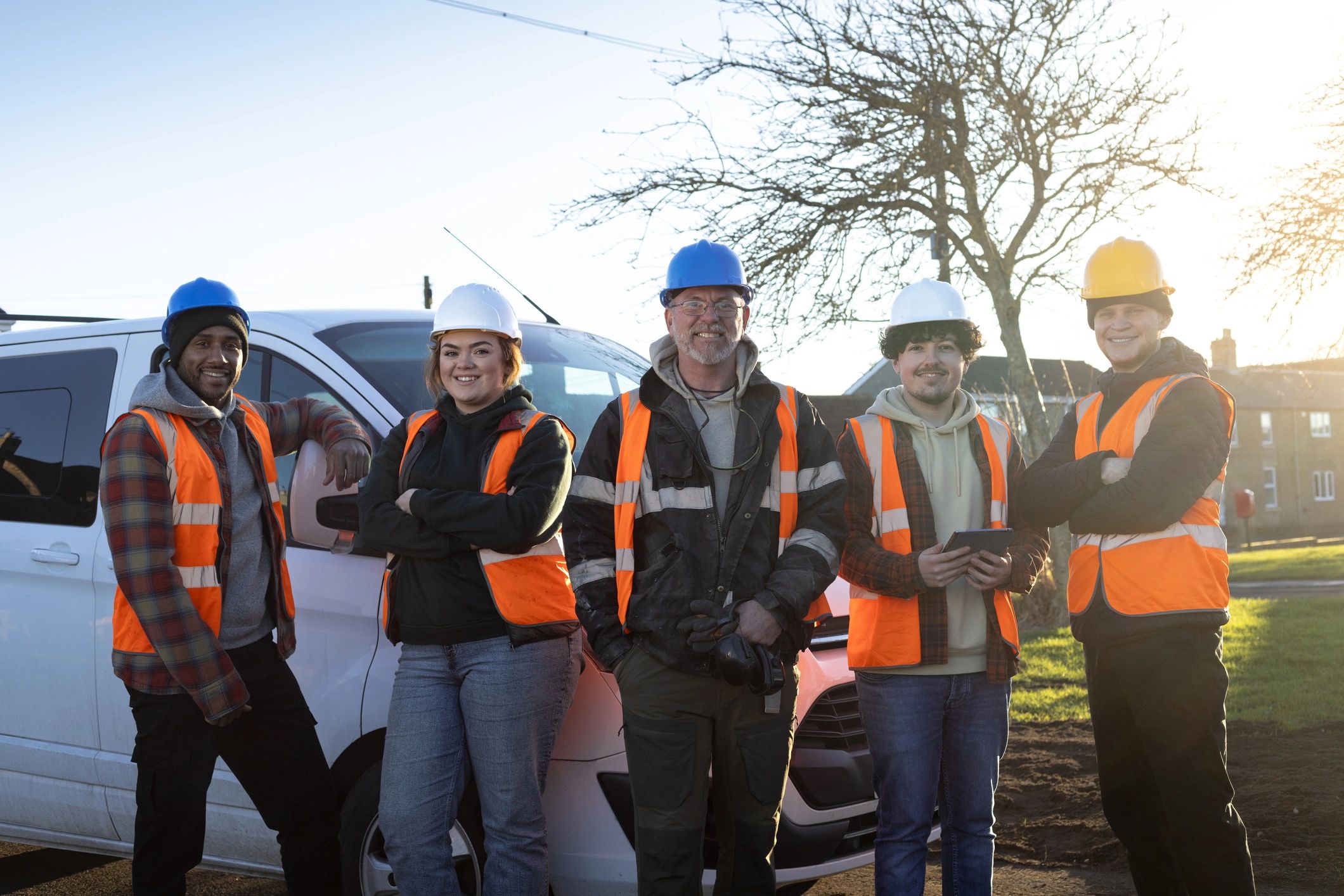 Maintenance workforce standing together on site